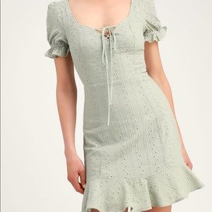 Lulu’s Sage Green Eyelet Rapunzel Dress